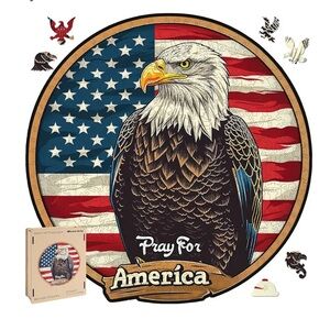 American Flag Eagle Wooden Puzzle - 200 Pieces wooden nwt